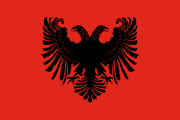 red, black two-headed eagle