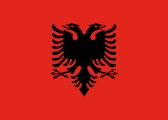 red with a black two-headed eagle