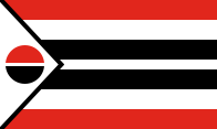 red-white-black-white-black-white-red with a red-black circle on a white triangle outlined in black