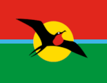red-green, black frigatebird, yellow sun