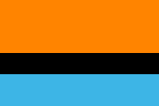 orange-black-blue stripes with a thick top stripe and a thin middle stripe