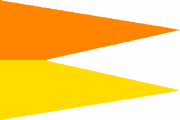 orange-yellow striped swallowtail pennant
