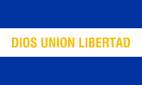 blue-white-blue stripes with "DIOS UNION LIBERTAD" in yellow written on the middle stripe