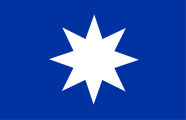 blue, white eight-pointed star