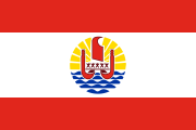 red-white-red stripes with a thick middle stripe containing an outrigger emblem