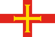 white with a red cross with a smaller yellow cross