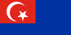 blue, red canton, white crescent and star