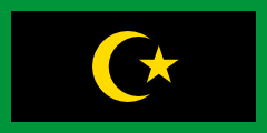 black, thin green border, yellow crescent and star