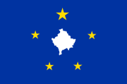 2008 Kosovo flag proposal: blue with a white map of Kosovo surrounded by five yellow stars