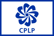 white outlined in blue, CPLP logo