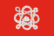red, white serpent emblem