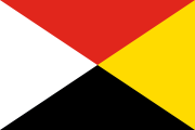 red-white-black-yellow diagonally quartered field (clockwise from top)