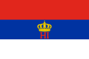 red-blue-white, red monogram, crown