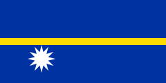 blue with a thin yellow stripe across the middle and a white 12-pointed star at bottom-left