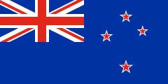 blue British ensign with a red southern cross outlined in white