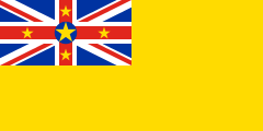 yellow British ensign, five yellow stars on the Union Jack