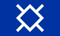 blue with a white morning star glyph