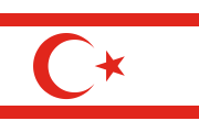 white with thin red stripes towards the top and bottom and a red crescent and star in the middle