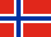 red with a blue nordic cross outlined in white