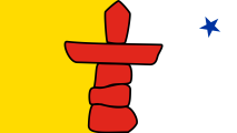 yellow-white, red inuksuk, blue star in top right