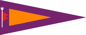 orange triangular pennant, thick purple border