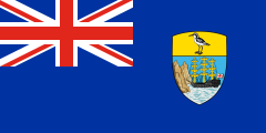 blue British ensign, coat of arms