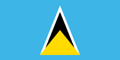 blue with a black triangle outlined in white and a shorter yellow triangle rising from the bottom