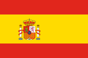red-yellow-red stripes with a thick middle stripe and a coat of arms towards the left