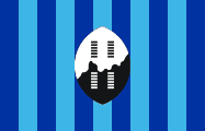 11 blue-azure stripes, black and white shield