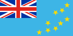 light blue British ensign with 9 yellow stars in the shape of Tuvalu on the right side